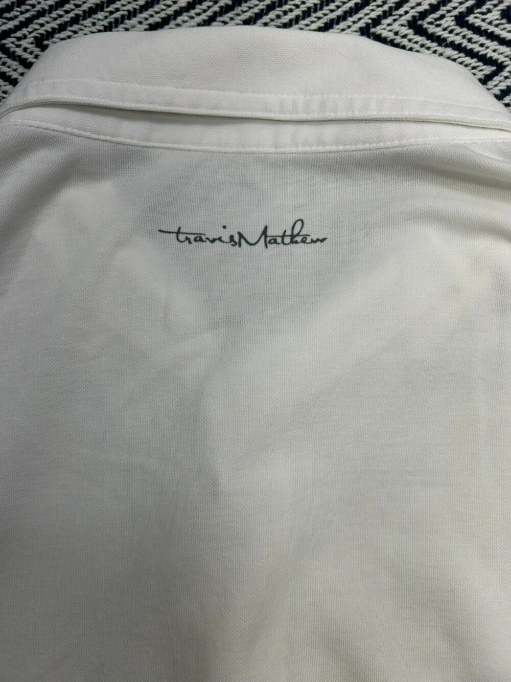 TravisMathew Men's L White & Gray Polo Shirt Logo VR Embroidery Travis Mathew - Picture 7 of 7